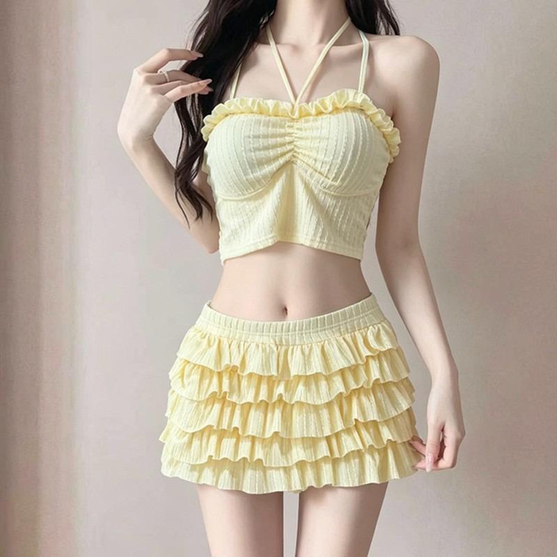 [Glutinous Rice Sweetheart] Split Swimsuit Women's Cake Skirt Split Two-piece Skinny Girl Sweet Girl Swimsuit Women