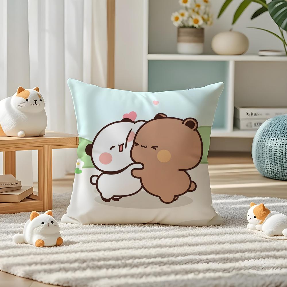 Popular Home Cartoon Bubu & Dudu Cute 3 Pillow Case Double-Sided Plush Sofa Cushion Covers Organic Breathable Invisible Zipper