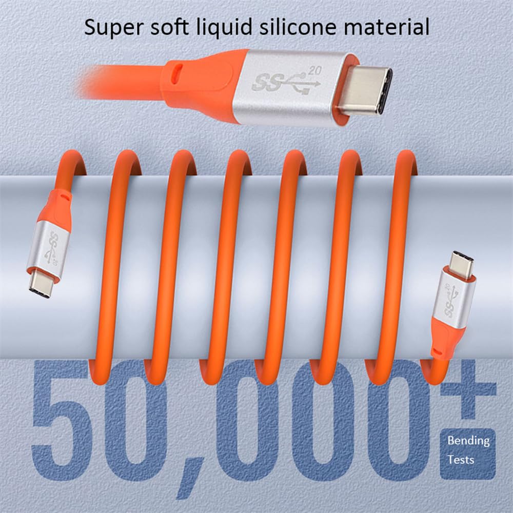 Cablecc 20Gbps 100W USB Ultra High USB Hyper Flexible 50cm 3.2 Male-to-Male Cable, Soft, Flex, 8K, 5K, 4K, 4.0, Cord,