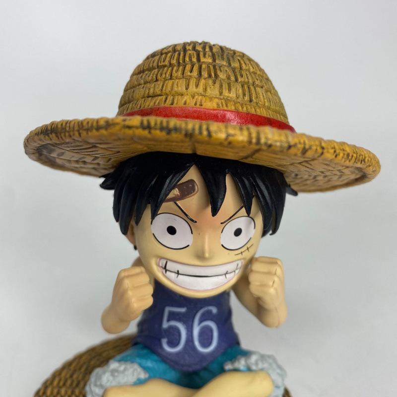 ONE PIECE periphery, sitting straw hat childhood Luffy figure, animation Nautical King car desktop chassis small ornament