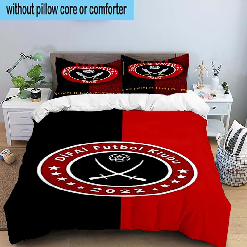 3PCS Global Football Club Sheff Bedding Set,Including 1pc Duvet Cover And 2pcs Pillowcases Perfect for Bedroom, Dormitory, Fan Christmas gift