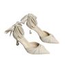 Fashion Temperament Single Shoes Spring New Pearl Pointed Head Shallow Mouth Stiletto with High Heels