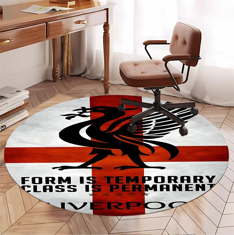 Liverpool F.C Pattern Round Rug, Indoor/Outdoor Mat, for Picnic, Gameroom, Bedroom, Office, Living Room, Home Decor Carpet, Birthday Gift