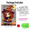 Pearl Painting DIY Kit Frameless Halloween Witch Pumpkin Pattern Shiny Bead Art Canvas Creative Wall Decor Gift Craft Home Artworks