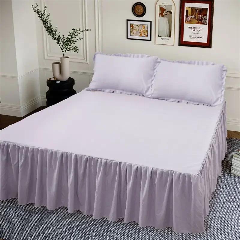40cm Large Skirt Bed Skirt Single Double Machine Washable Single Piece Fitted Sheet Korean Style Bed Sheets Non Slip Bed Covers