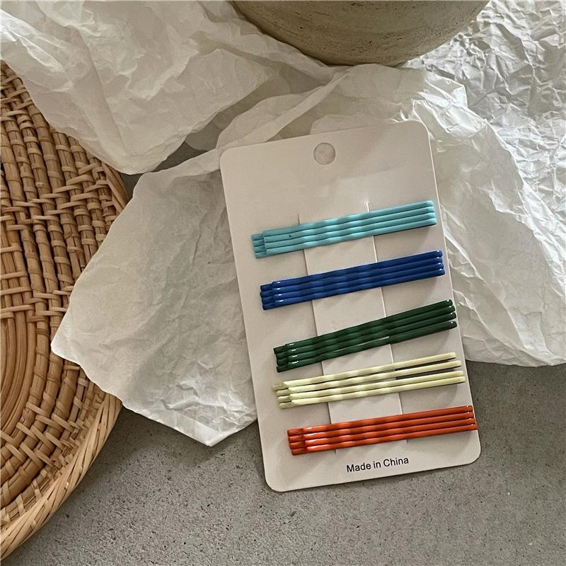 

Cream Color Rainbow Wave One-word Clip Set Cute Girl with Broken Hair Bangs Clip Korean Version of The Hair Clip Side Clip