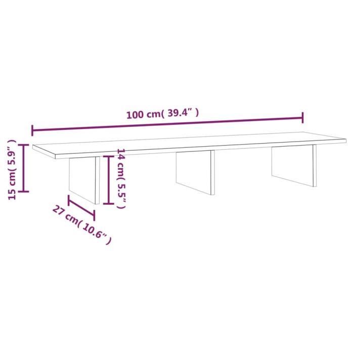 VidaXL Monitor Stand 100x27x15 Cm Solid Pine Wood 813979
