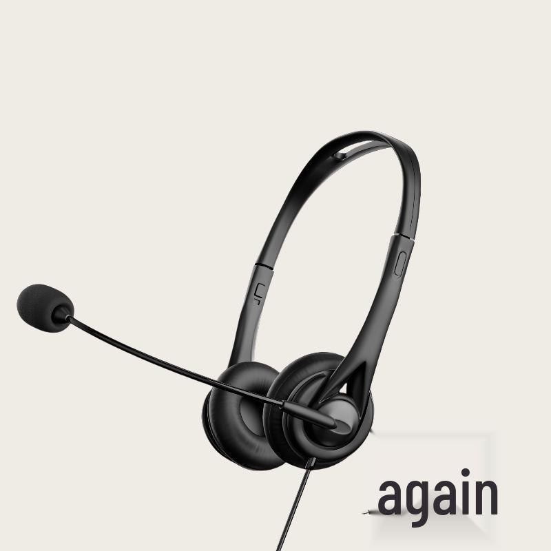 Noise-Canceling Over-Ear Telephone Headset with Microphone for Telesales Agents