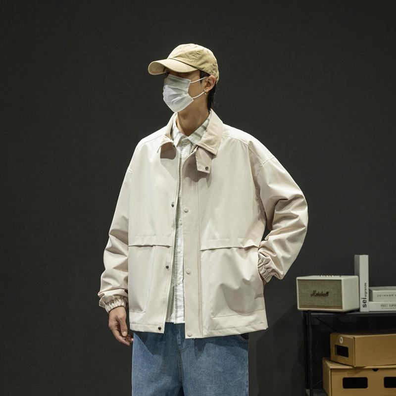 Spring and Autumn New Men's Lapel Jacket Ruffian Handsome Cargo Baseball Uniform Boys Casual Versatile Jacket Men's Clothing