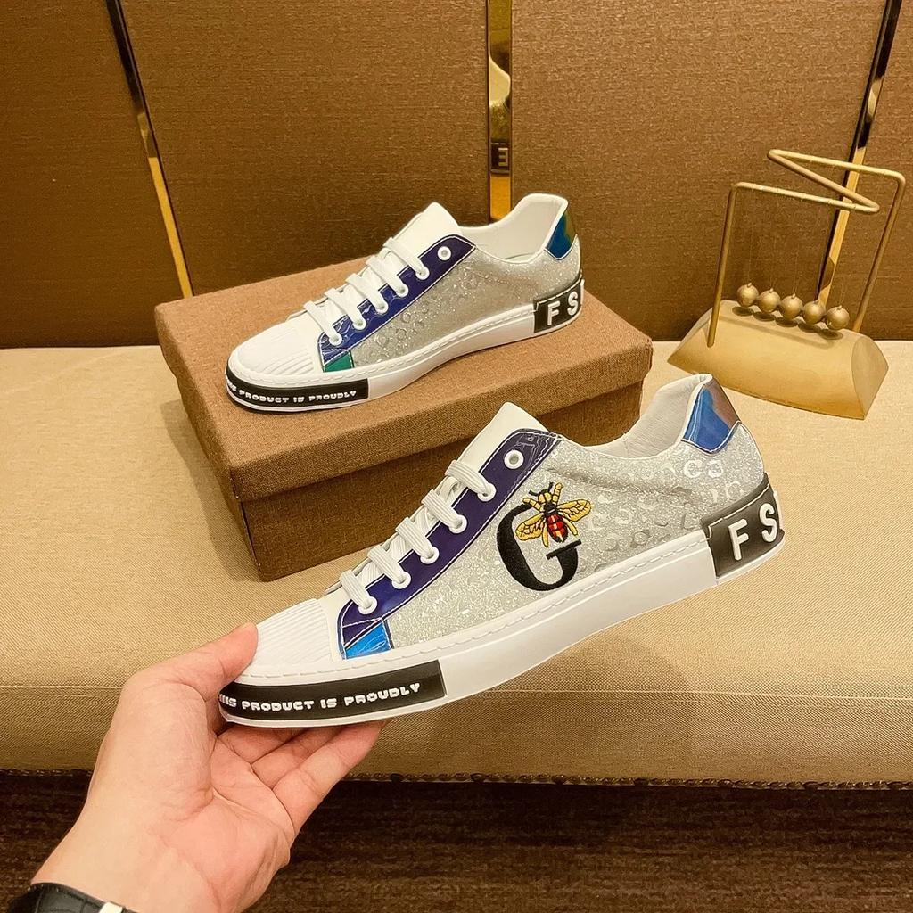 Italia Designer Scarpe Casual da Uomo Moda di Lusso Vera Pelle Lavoro Pelle Ape Scarpe Uomo Uomo Sport Sneakers Classiche