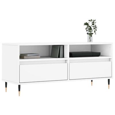TV Stand White 100 X 34.5 X 44.5 Cm Engineered Wood