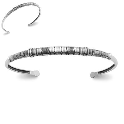[R3589] - 'Cleopatra' handgefertigtes Silberarmband aus gealtertem Silber - 62 mm x 5 mm