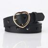 Simple and Versatile Heart-cut Cutout Leather Belt for Women, Pin Button Jeans Strap