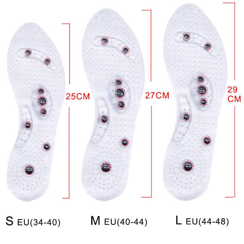 Unisex Magnetic Massage Insoles Foot Acupressure Shoe Pads Therapy Slimming Insoles for Weight Loss Transparent
