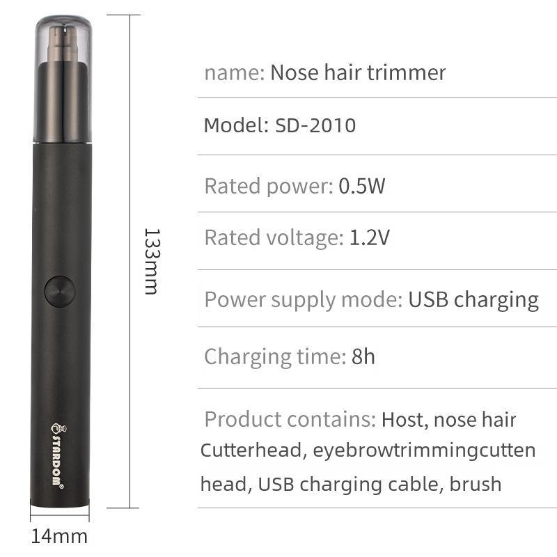 Portable USB-Rechargeable Electric Nose Hair & Eyebrow Trimmer - Full Body Washable