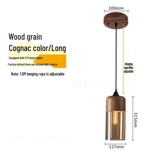 Minimalistische Retro-Holzmaserung Glas-Pendelleuchte für Loft oder Bar