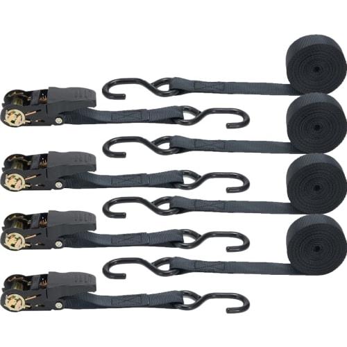 

FFOGG Ремни-трещотки, 2 м x 2,5 см шириной, Набор из 4 штук, Ремни для крепления груза, Грузоподъемность 800 кг на ремень, Максимальная грузоподъемность 225 кг,
