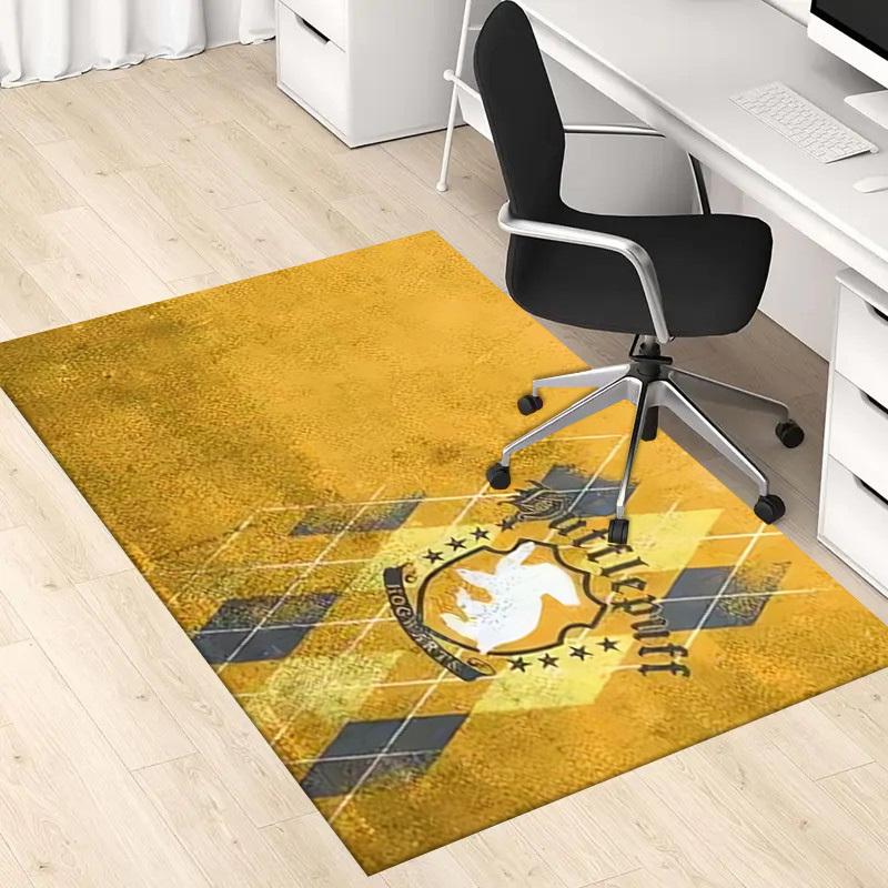 1pc Office Carpet Chair Mats Hufflepuff House Crest Perfect for Decorating Office Chairs, Living Rooms, Or Bedrooms,Polyester Carpet