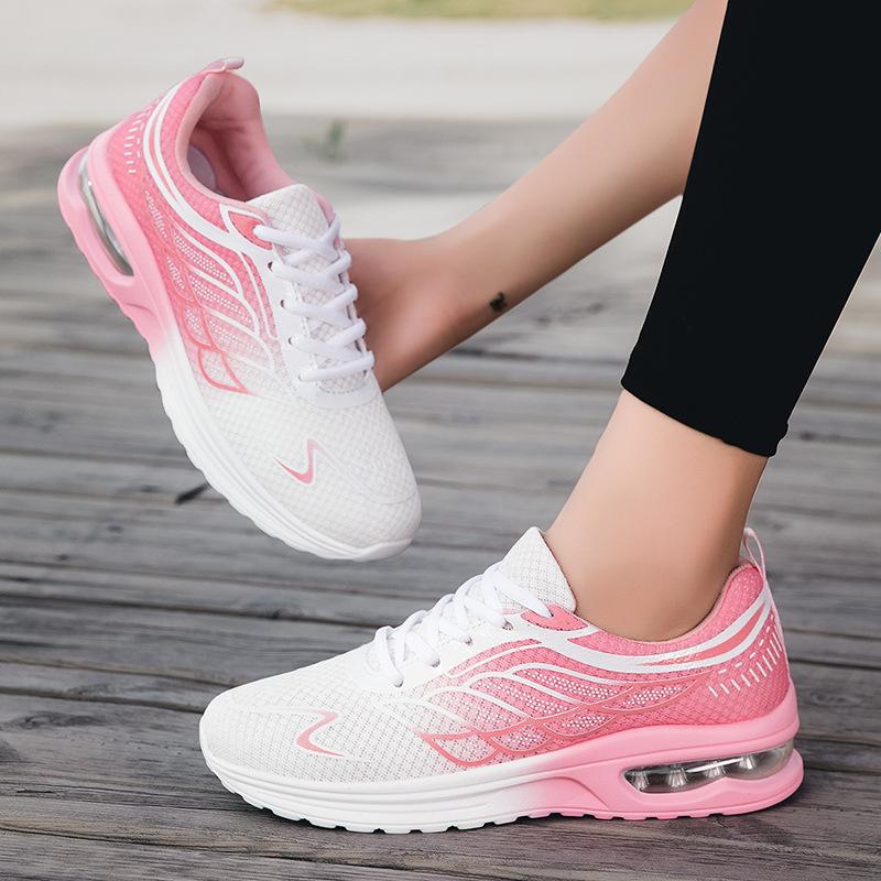 Popular Spring Fly-Woven Air Cushion Casual Shoes Women'S Sports Running Shoes Shock-Absorbing Running Shoes