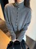 Women's High-Neck Wool Cardigan - Korean Style Single-Breasted Knit for Autumn/Winter