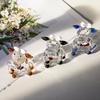 Cartoon Crystal Cow Ornament Small Animal Figurine Creative Glass Cow Miniature  Kids Gift