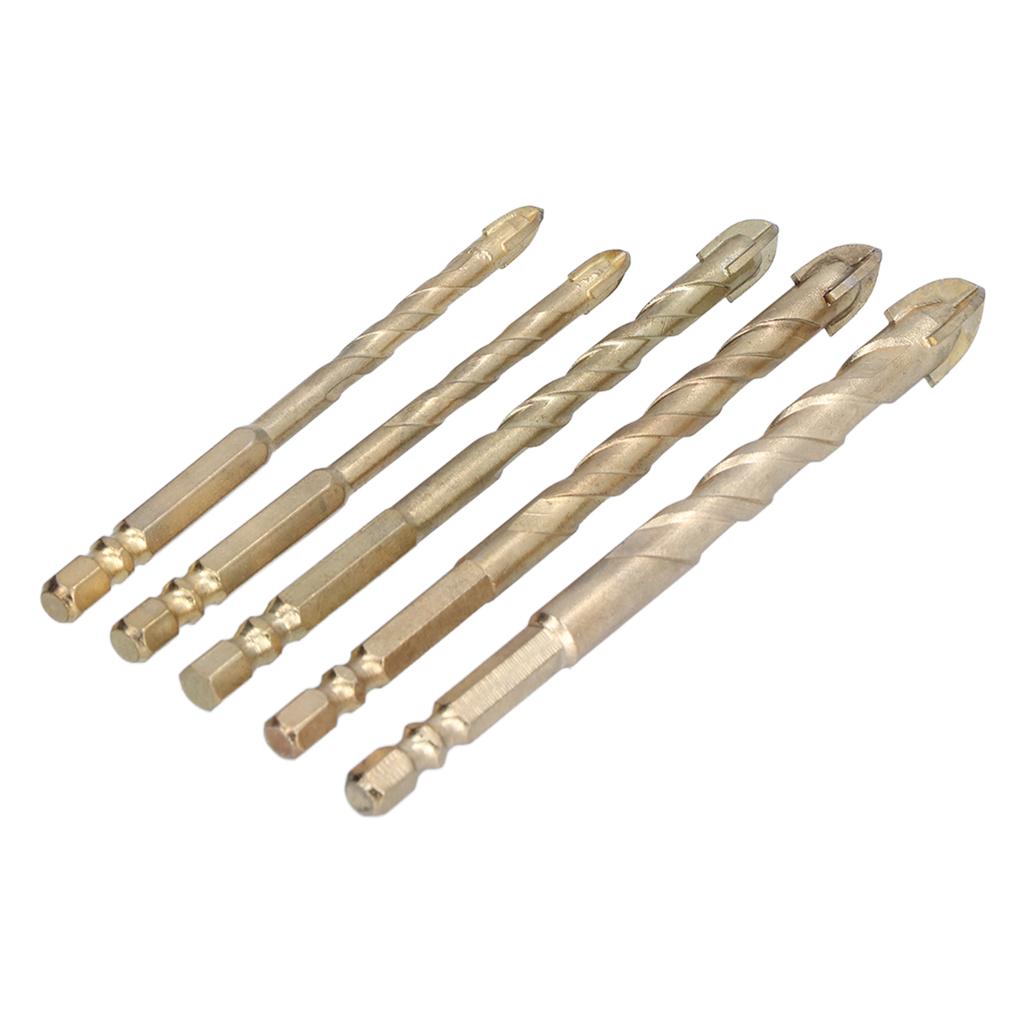 5Pcs Drill Bit Spear Head Hex Shank Drilling Tool Set Kit for Tile Concrete Glass