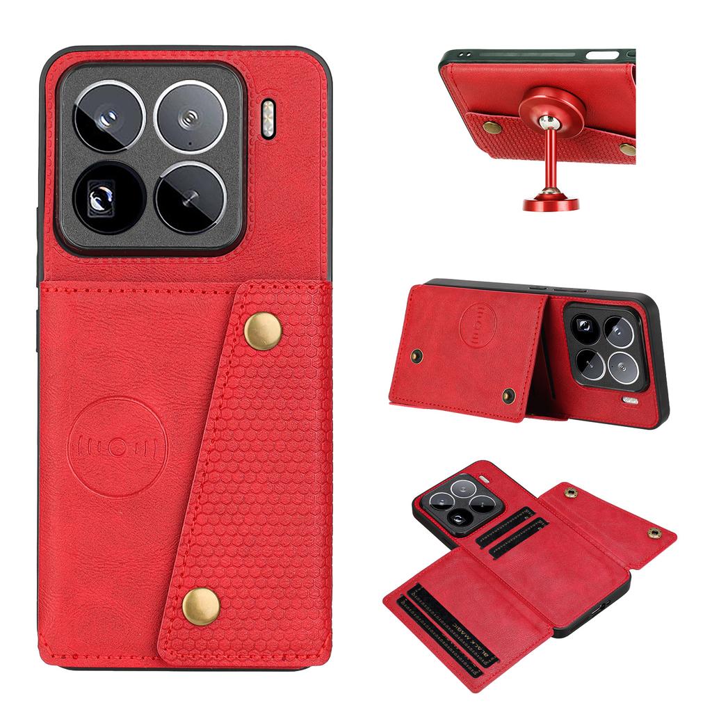 For Xiaomi 15 Pro Case with Card Slots Kickstand Leather + TPU Phone Cover