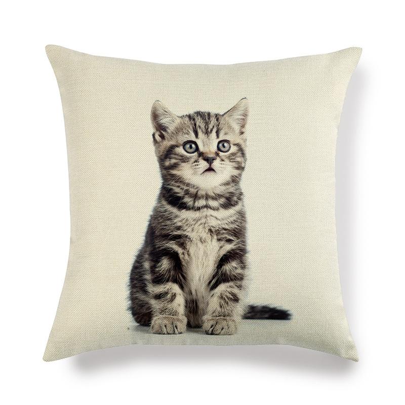 Cartoon Cat Pattern Series Super Soft Cotton and Linen Material Pillow Cover for Home Sofa Decoration Pillow Cover
