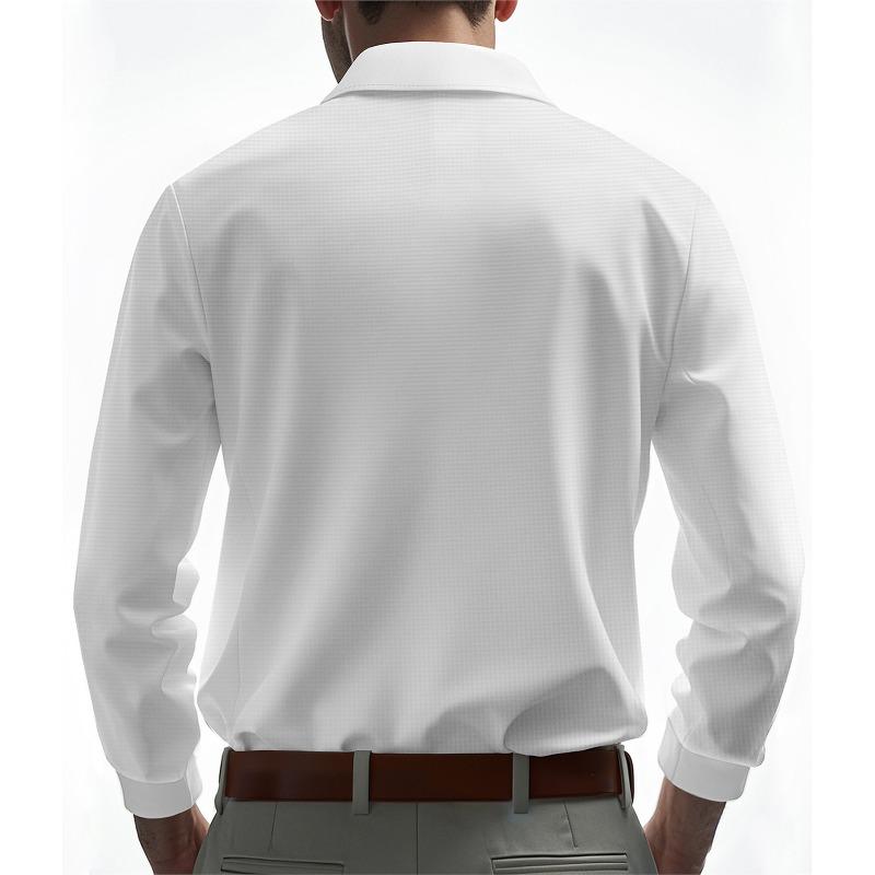 Spring Autumn Polo-neck Solid Color Patchwork T-shirt Male Long Sleeve Casual Fashion Tee Men Pullovers Top