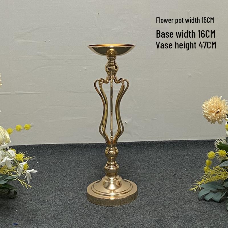 Golden European Iron Art Flower Stand for Wedding Decor and Sign-in Table