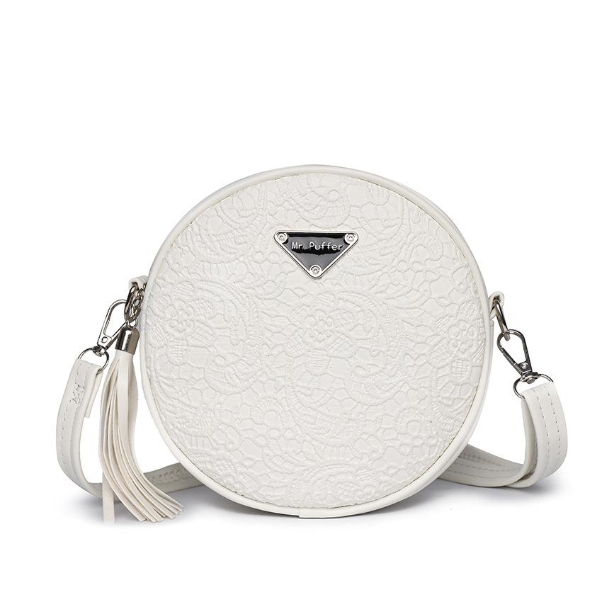 Crossbody Bag for Women Korean Style Fashion Trend Versatile Embossed Mini Round Bag Zipper Shoulder Bag