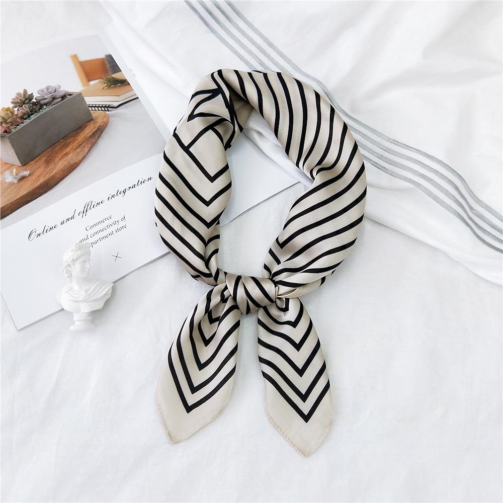 70 Stripes Small Silk Scarf - Women's Spring/Summer/Autumn Versatile Korean Neck Protection Neck Scarf