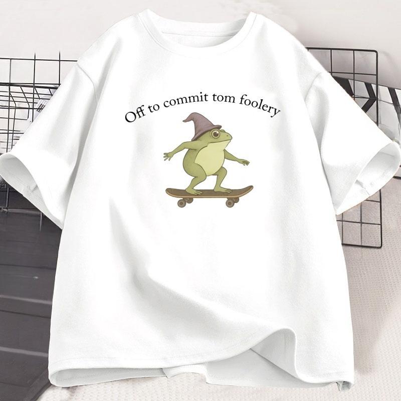Funny Frog TShirt Silly Weirdcore Graphic Tee Printed Cotton Shortsleeve T Shirt WOMEN Unisex Cool Streetwear Tshirts Clothing