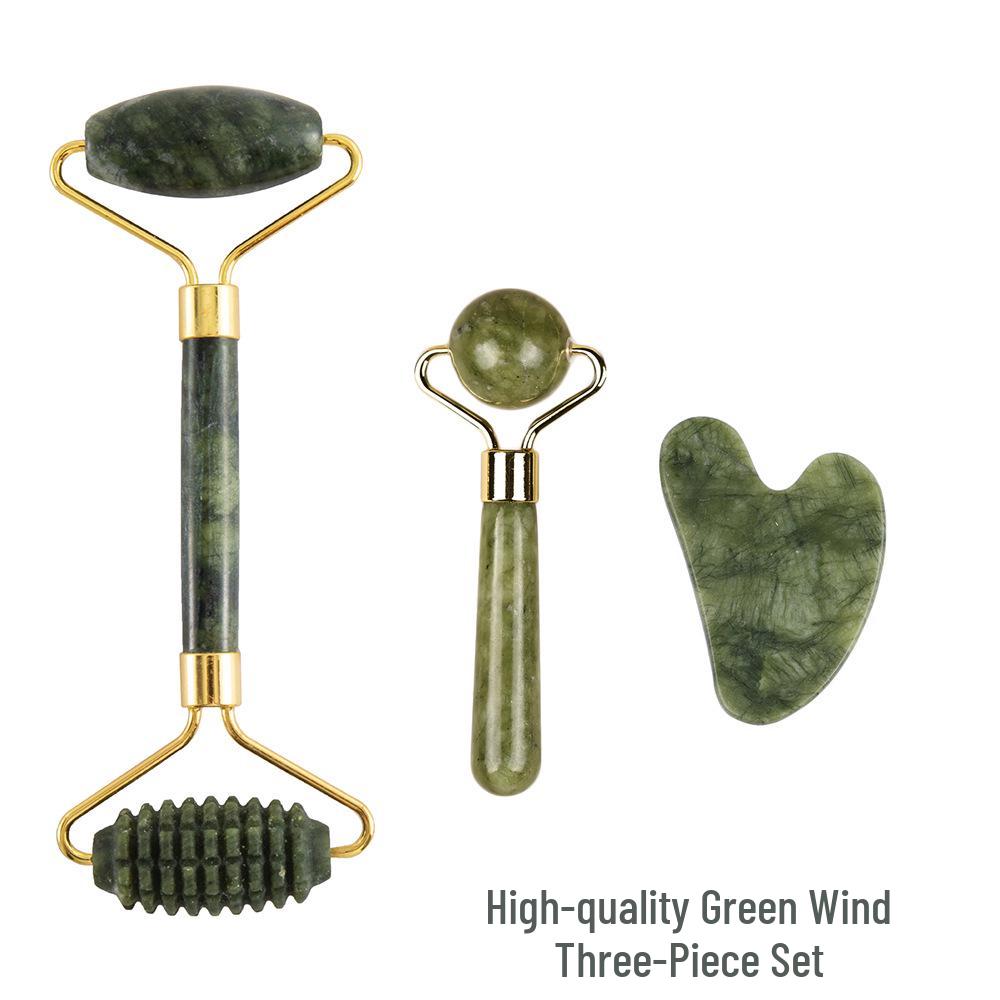 Jade Roller & Gua Sha Facial Massage Three-Piece Set