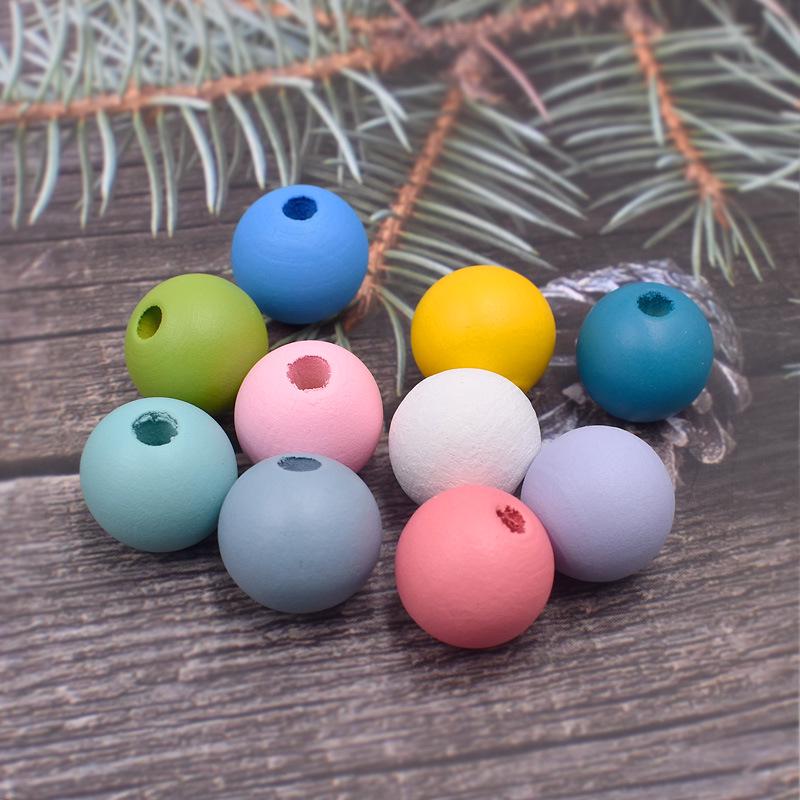 Hewood 16MM Matte Candy Color Round Wood Beads for DIY Jewelry Accessories