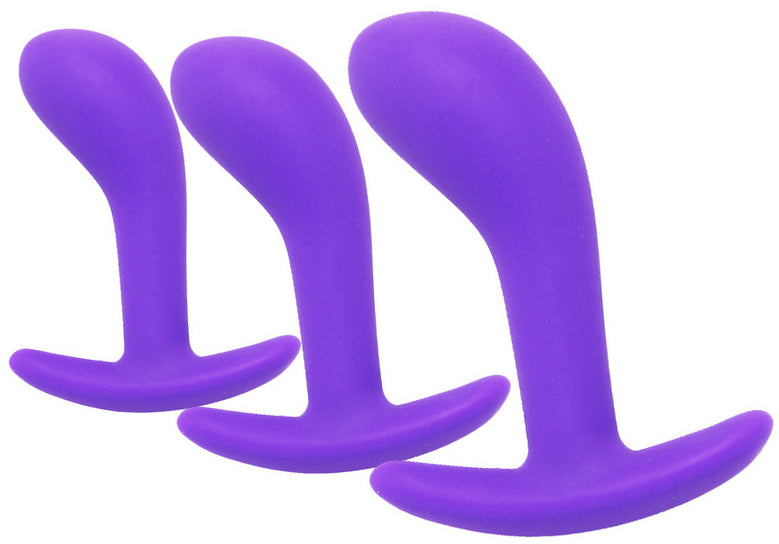 Kit de 3 Mini Plugs Prostatiques Silicone 11 x 3.5 cm Violet - FUKR - Stimulateurs Prostatiques