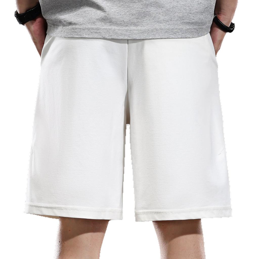 High-end white shorts men's summer thin loose straight drawstring drape comfortable versatile casual five-point pants men