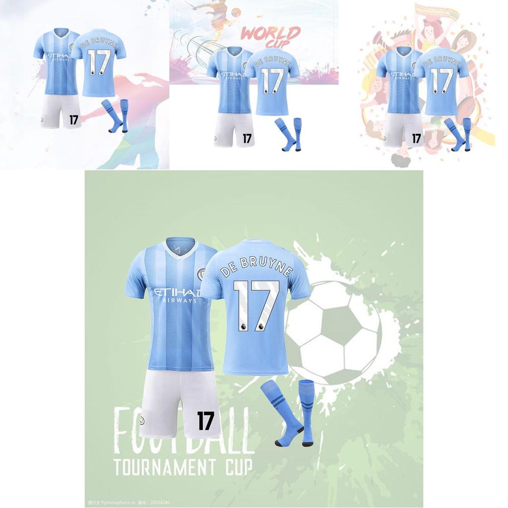 Authentic Manchester City Home Jersey Harland 9 De Bruyne 17 Adult Kids Set