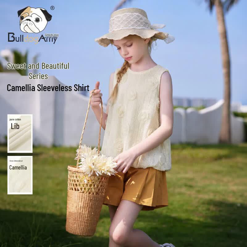 CHANZUIGOU Girls Camellia Sleeveless Blouse 160cm бежевый