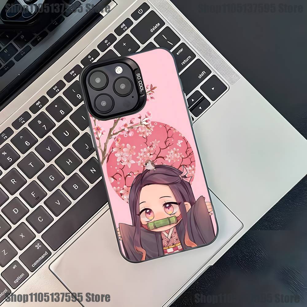 D-Demon N-Nezuko Slayer Phone Case For iPhone 16,15,14,13,12,11,Pro,XS,Max,Plus,Mini,SE4,E Black Matte Shockproof Cover