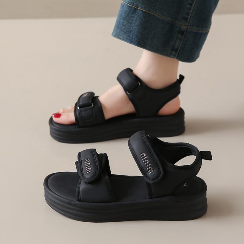 CRLAYDK Women's Rome Sandals Adjustable Strap Hook&Loop Shoes Comfort Platform Summer Walking Casual Beach Sports Slippers