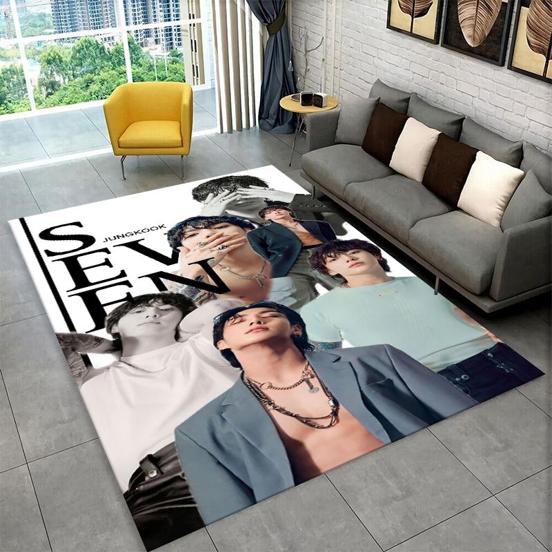 Famous B-BTS Jeon Jung Kook JK Kpop Non-Slip Area Rug for Living Room,Bedroom,Playroom,Carpet Floor Mat Home Decor Rug Kids Room