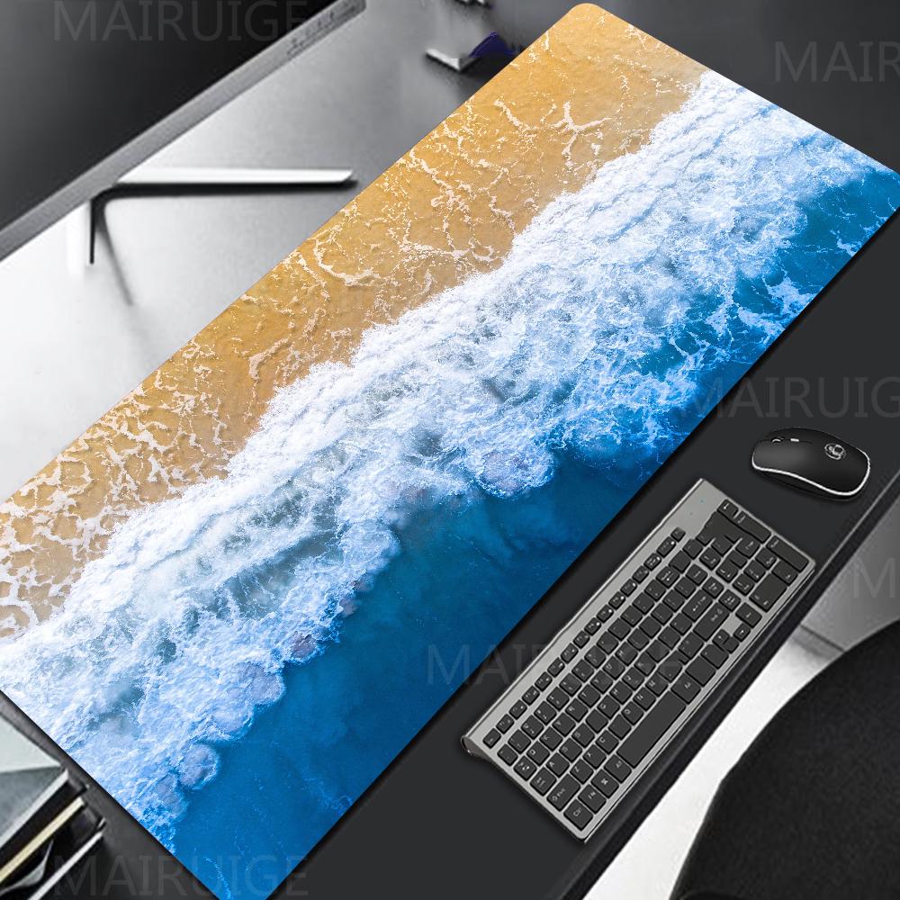 Great Waves Deskmat XXL 50X100CM Seaside Landscape Mousepad Desk Accessories Office Rugs Large Pads Computer TableMat Mouse Pad