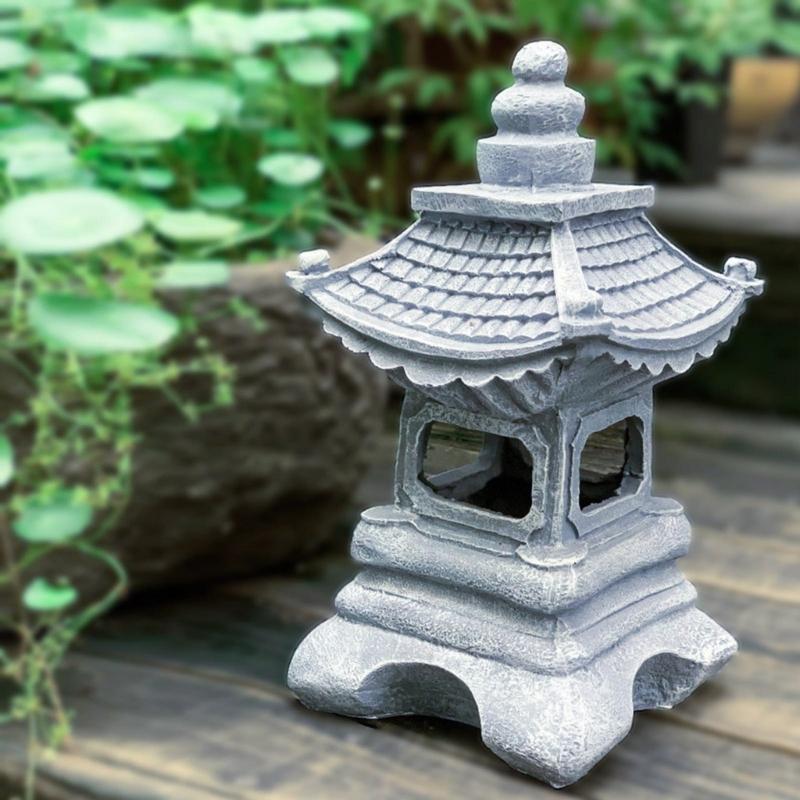 Decorative Solar for Palace Lamp Japanese Style Landscape Light Anti Deformed Garden Yard Resin Ornament Gift for Neighb