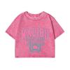 Womans Cotton Crop Tees Trend O-Neck Distressed Washed T-Shirts Malibu Beach Simple Letter Printing Tops Clothes