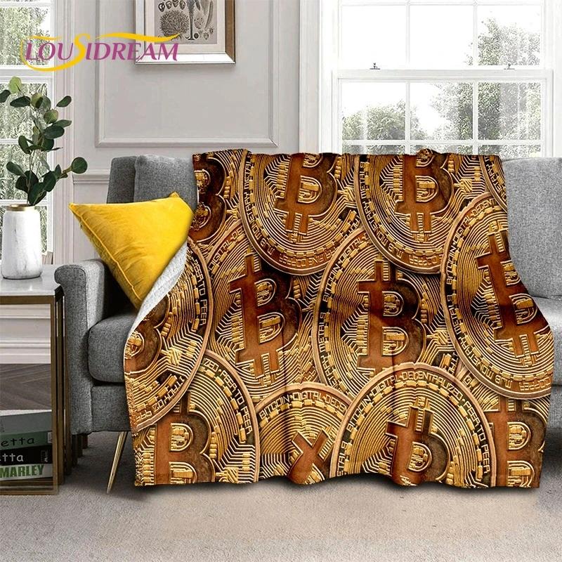 Bitcoin Virtuelle Währung NFT Weiche Flanelldecke für Betten Schlafzimmer Sofa Picknick, Überwurfdecke zum Zudecken Outdoor Freizeit Nickerchen Geschenk