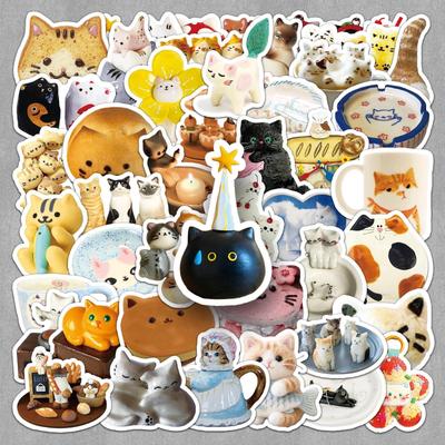 50PCS Cute Kitten & Animal Stickers: Soft, Creative, and Adorable DIY Decorations for Refrigerators and Earphones