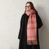 Designer Wool Scarf Women's Winter Senior Atmosphere Thickened Warm Soft Pink Plaid Fringed Shawl