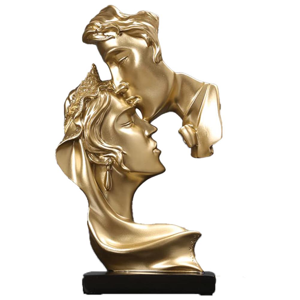 

Творческая статуэтка целующейся пары, фигурка влюбленного из смолы, золотая скульптура, домашний офис, персонаж современного искусства, украшение стола, рождественский подарок