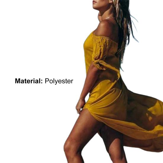 Irregular Cover-Up Dress Boat Neck Side Split Mid-calf Length Swimwear Dress for Beach